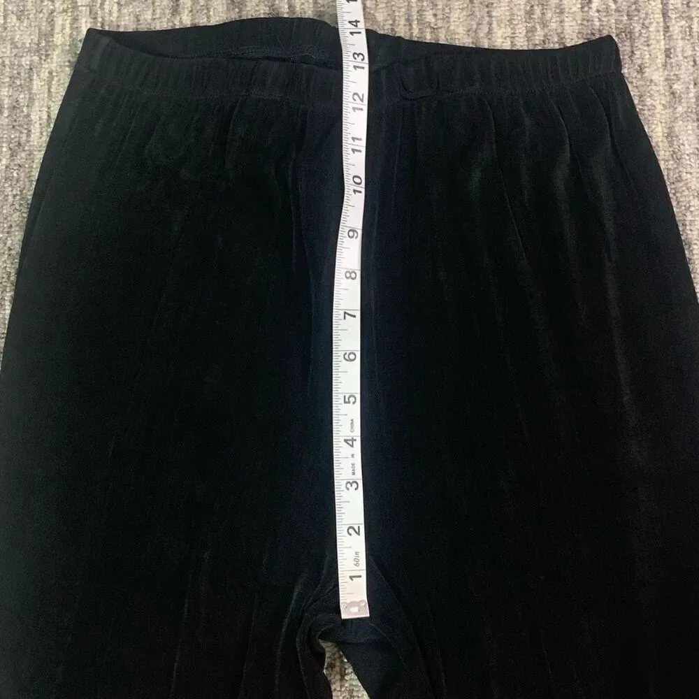 Womens Medium Pull On Pants Black Animal Print Trim‎ Stretch Made in USA NWOT